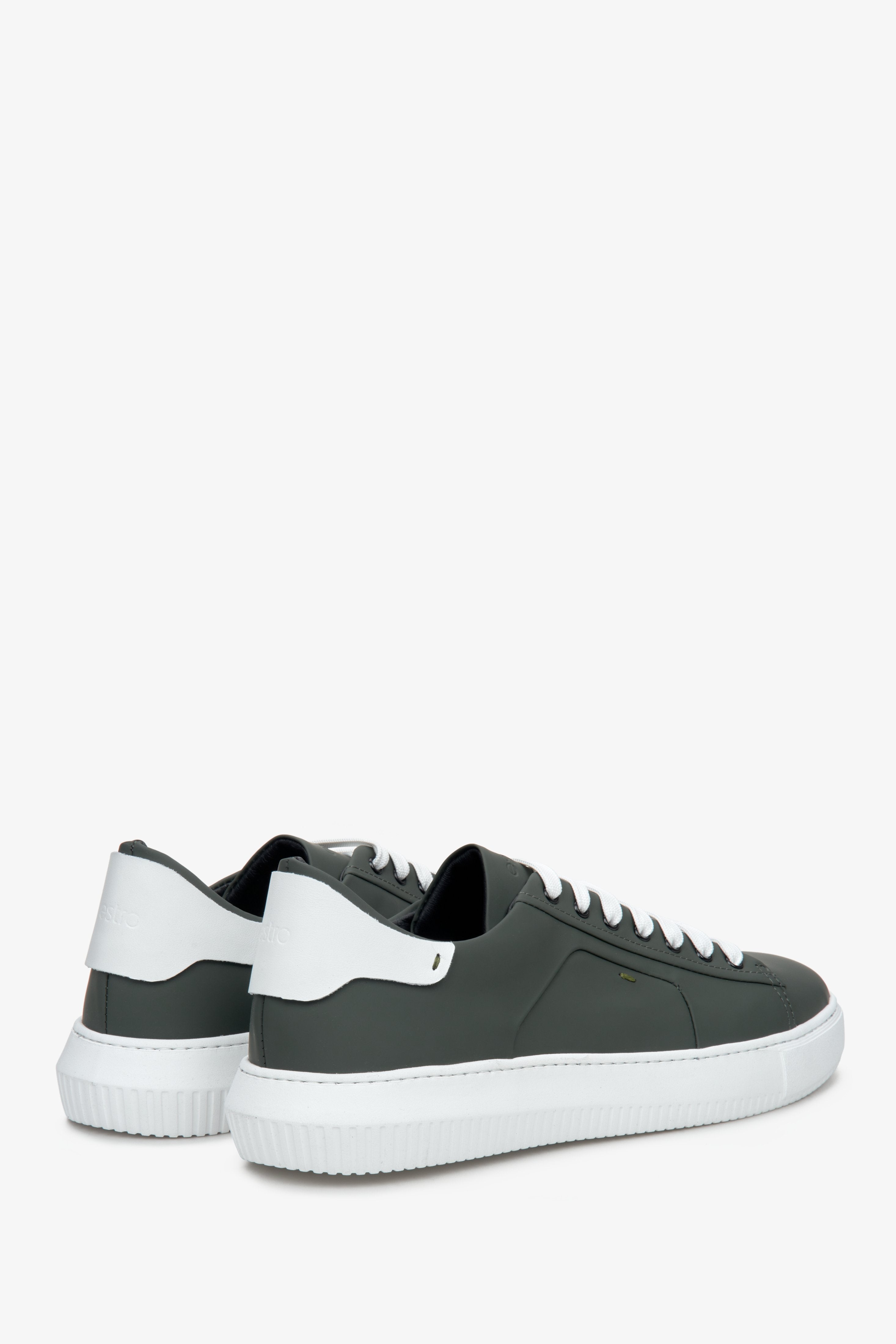 Zielone sneakersy męskie ze skóry naturalnej Estro ER00112367