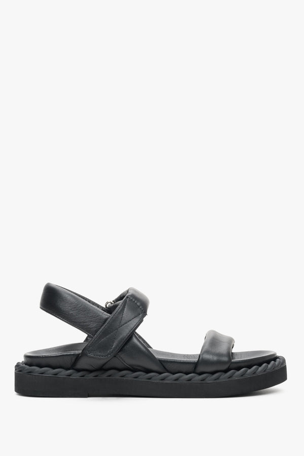 Czarne sandały damskie ze skóry naturalnej na lato Estro ER00111201