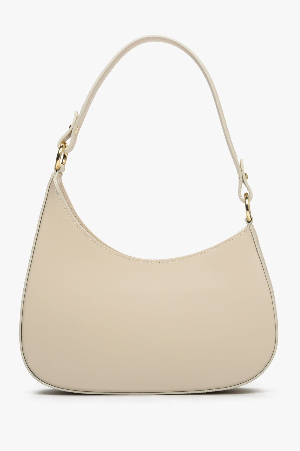 Beżowa torebka damska typu shoulder bag ze skóry naturalnej Estrо ER00113009