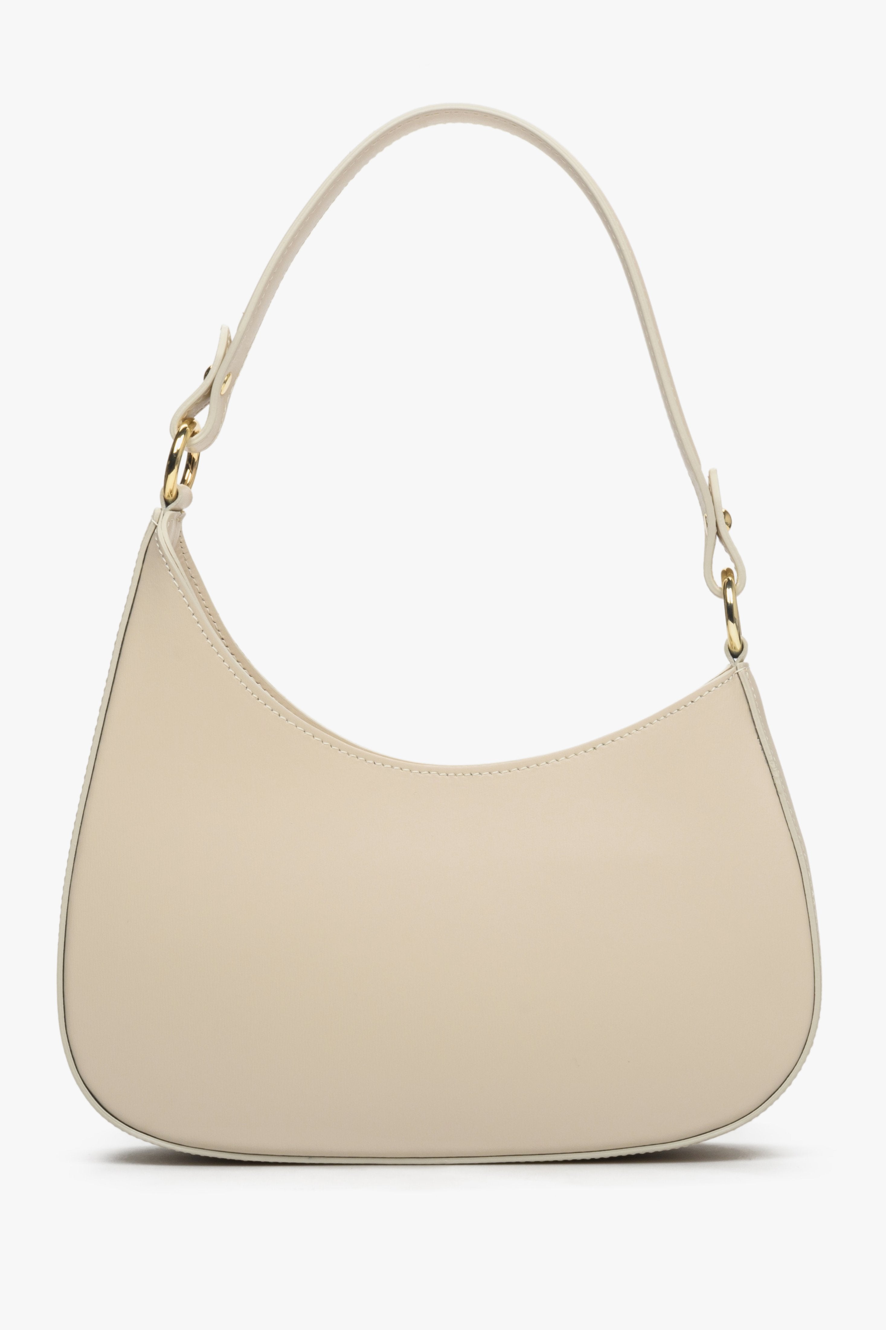 Beżowa torebka damska typu shoulder bag ze skóry naturalnej Estrо ER00113009