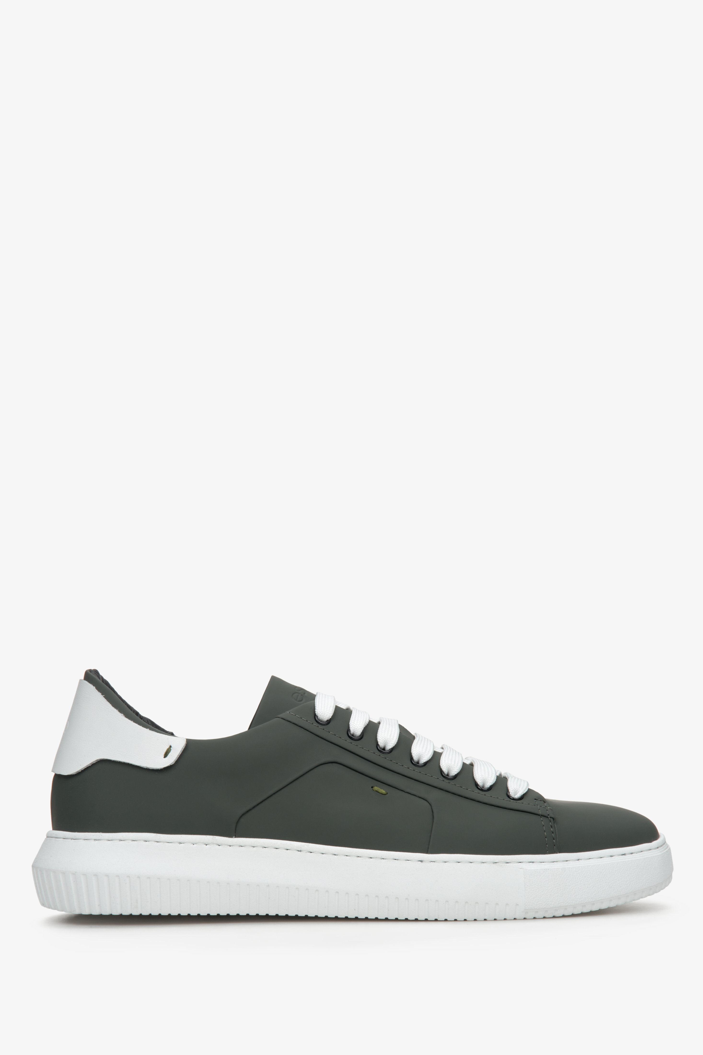 Zielone sneakersy męskie ze skóry naturalnej Estro ER00112367