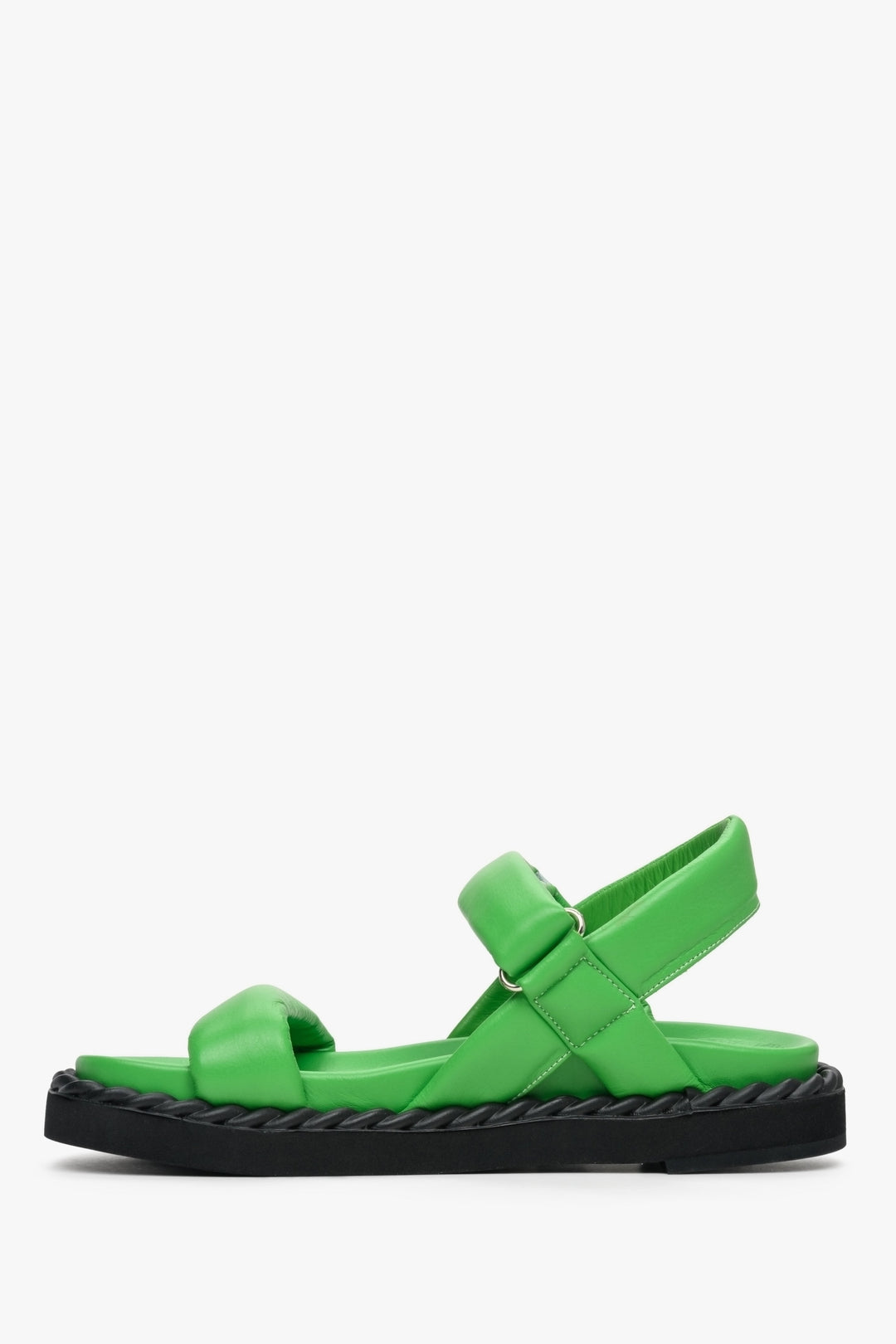 Sandały damskie zielone ze skóry naturalnej Estro na lato - profil obuwia.