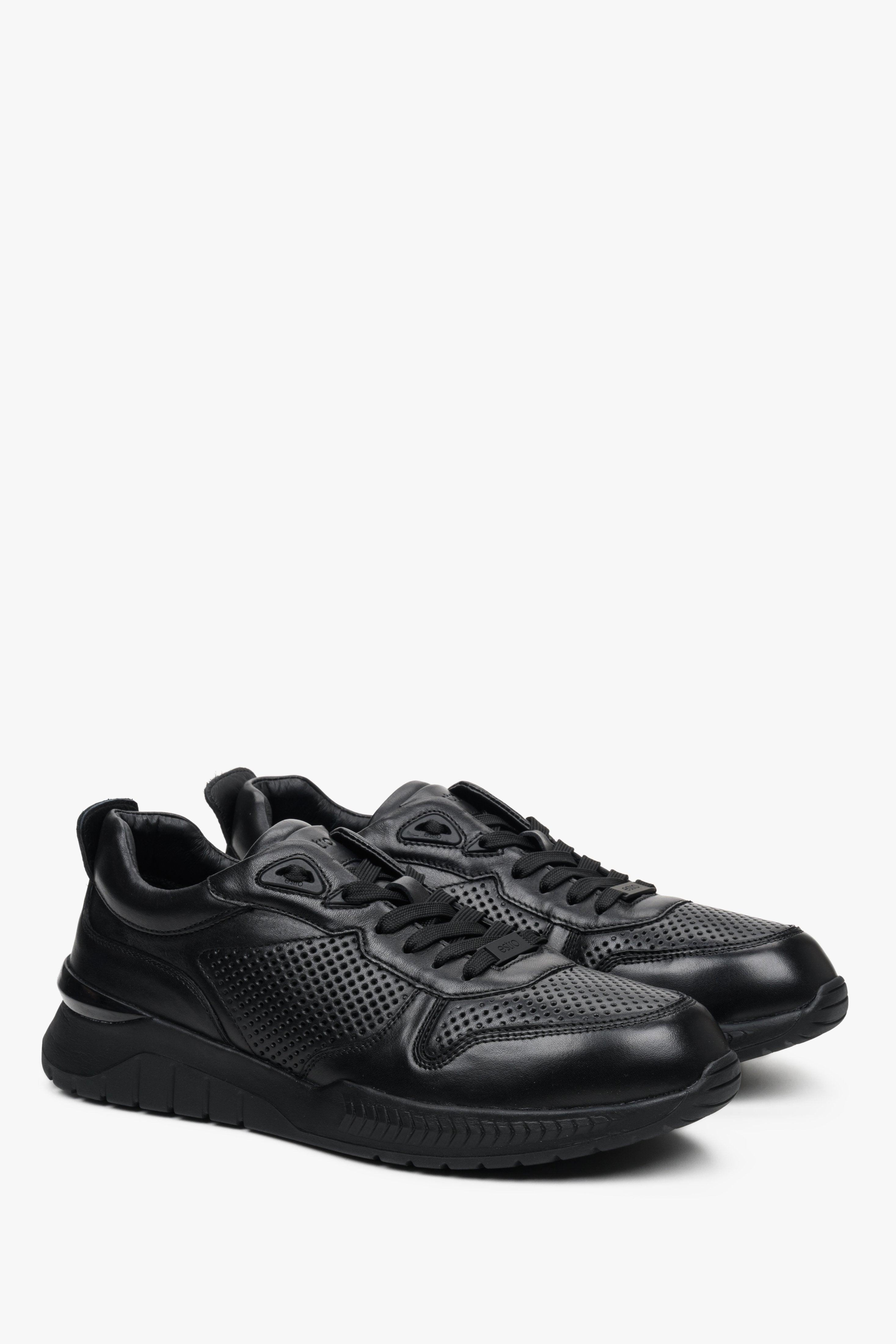 Sneakersy męskie Estro w kolorze czarnym z perforacją na lato.
