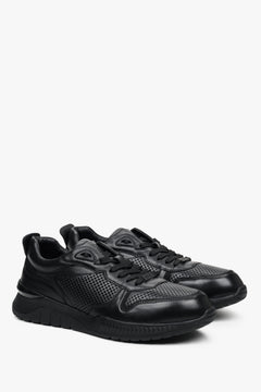 Sneakersy męskie Estro w kolorze czarnym z perforacją na lato.