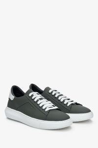 Zielone sneakersy męskie ze skóry naturalnej Estro ER00112367