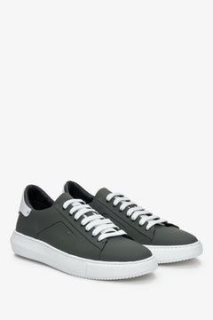 Zielone sneakersy męskie ze skóry naturalnej Estro ER00112367