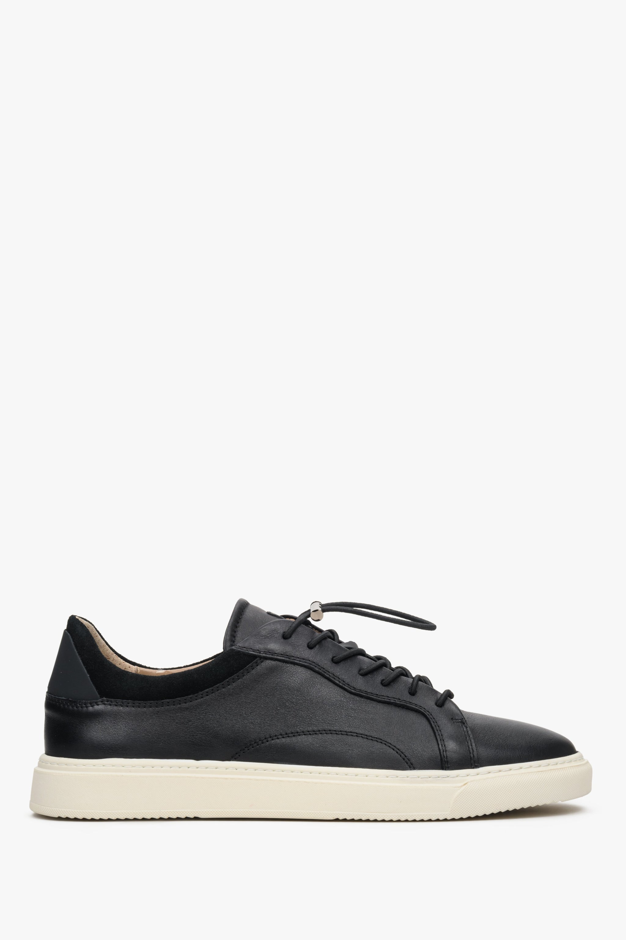 Czarne skórzane sneakersy męskie na wiosnę Estro ER00112460