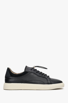 Czarne skórzane sneakersy męskie na wiosnę Estro ER00112460