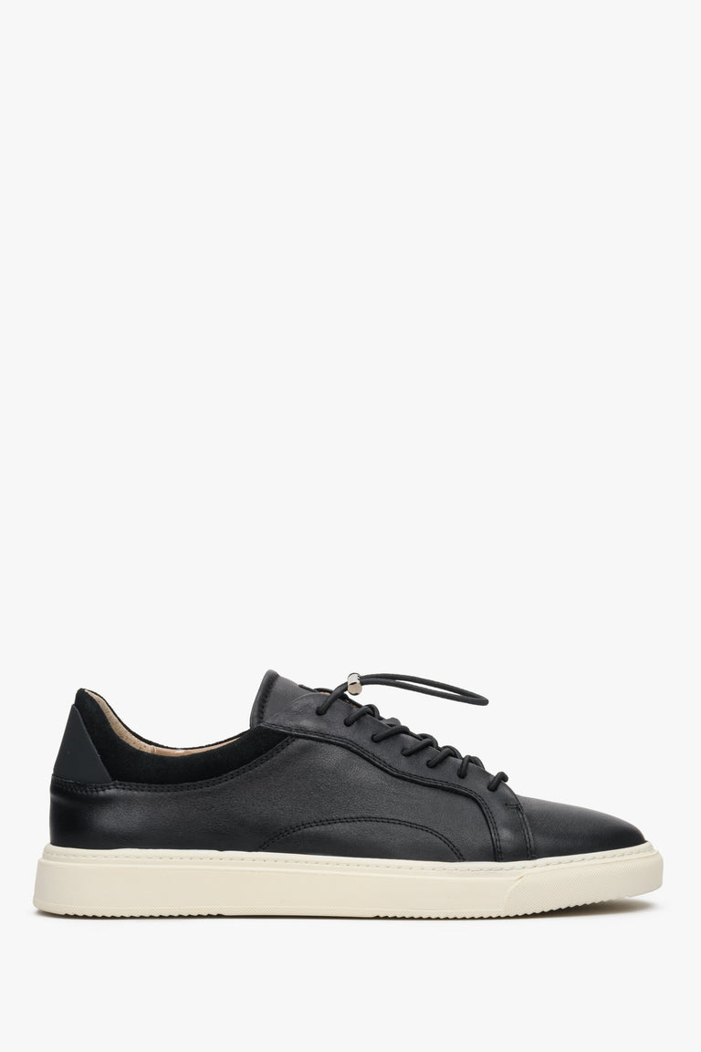 Czarne skórzane sneakersy męskie na wiosnę Estro ER00112460