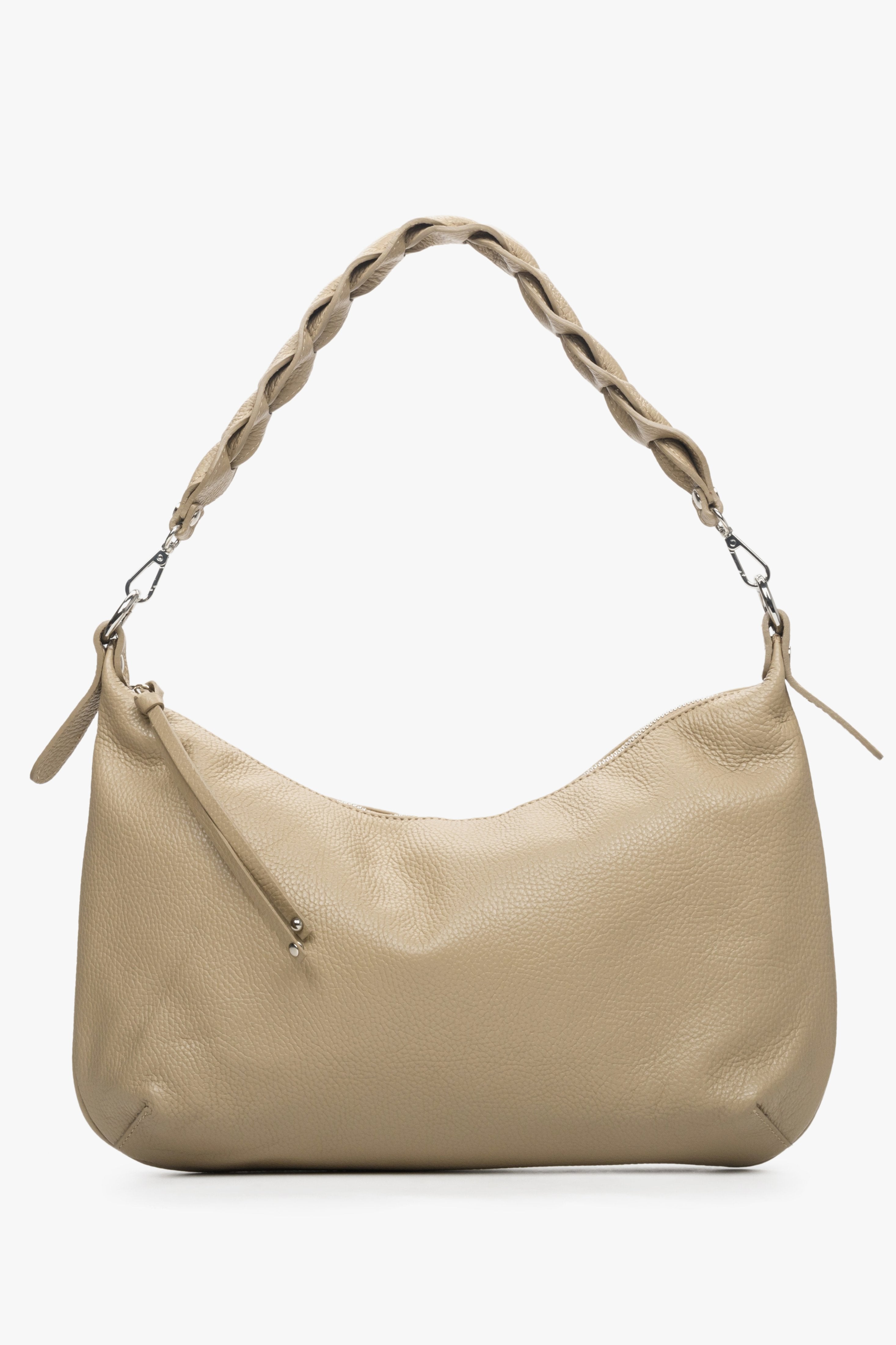 Beżowa torebka damska typu shoulder bag z włoskiej skóry naturalnej Estro ER00113003