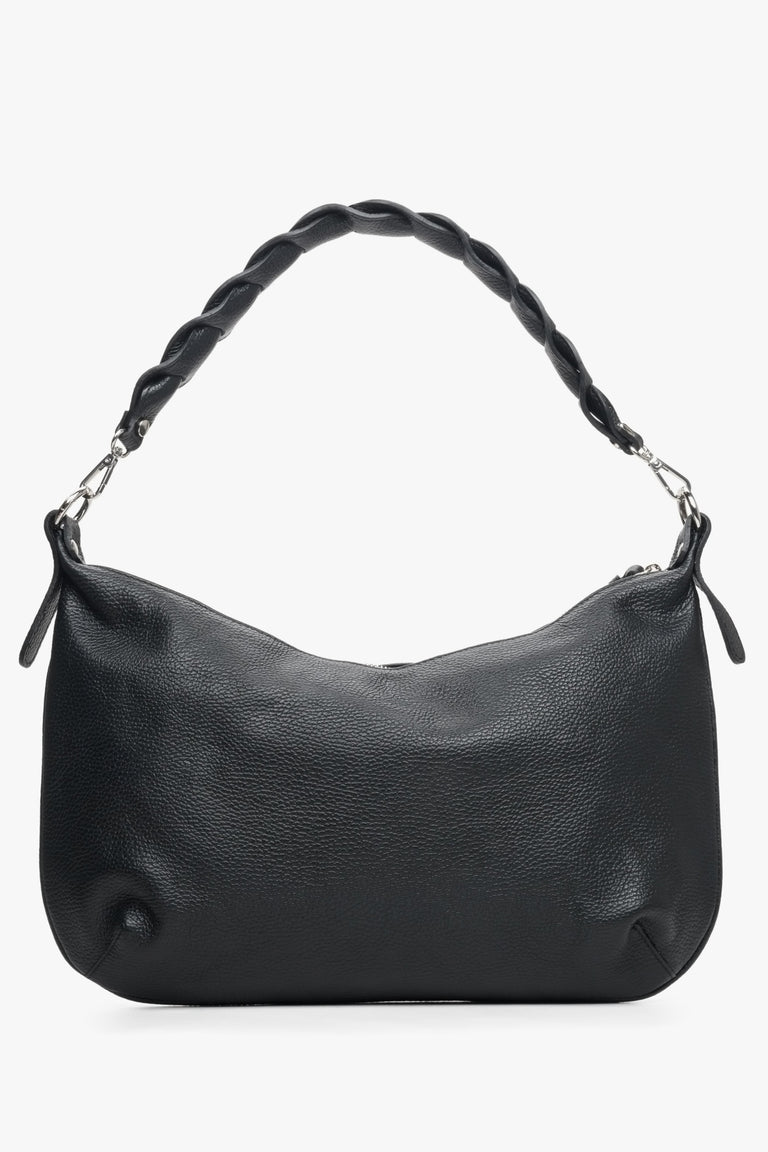Torebka damska shoulder bag Estro szyta ręcznie we Włoszech, kolor czarny.