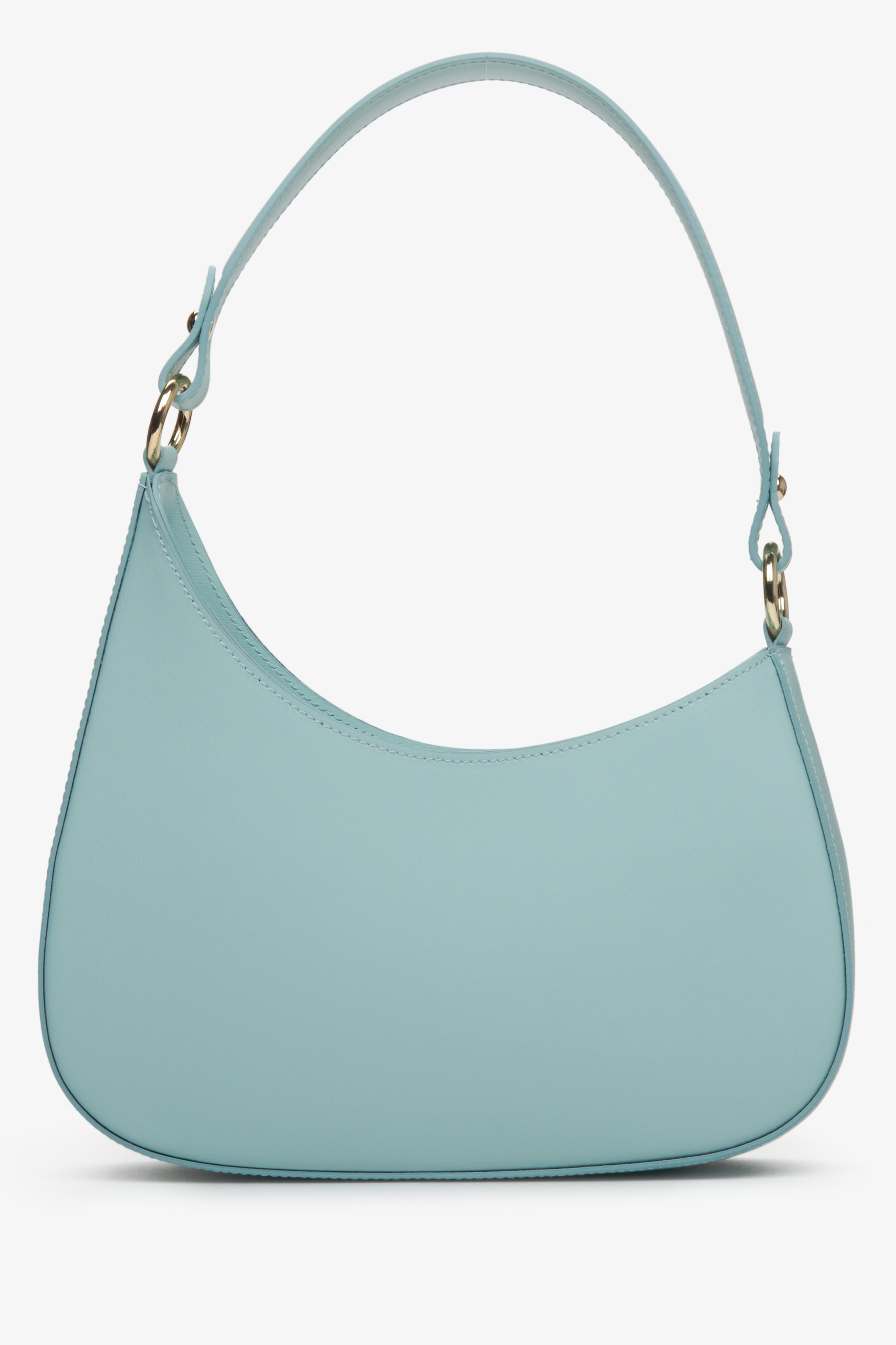 Niebieska torebka damska typu shoulder bag ze skóry naturalnej Estrо ER00113007