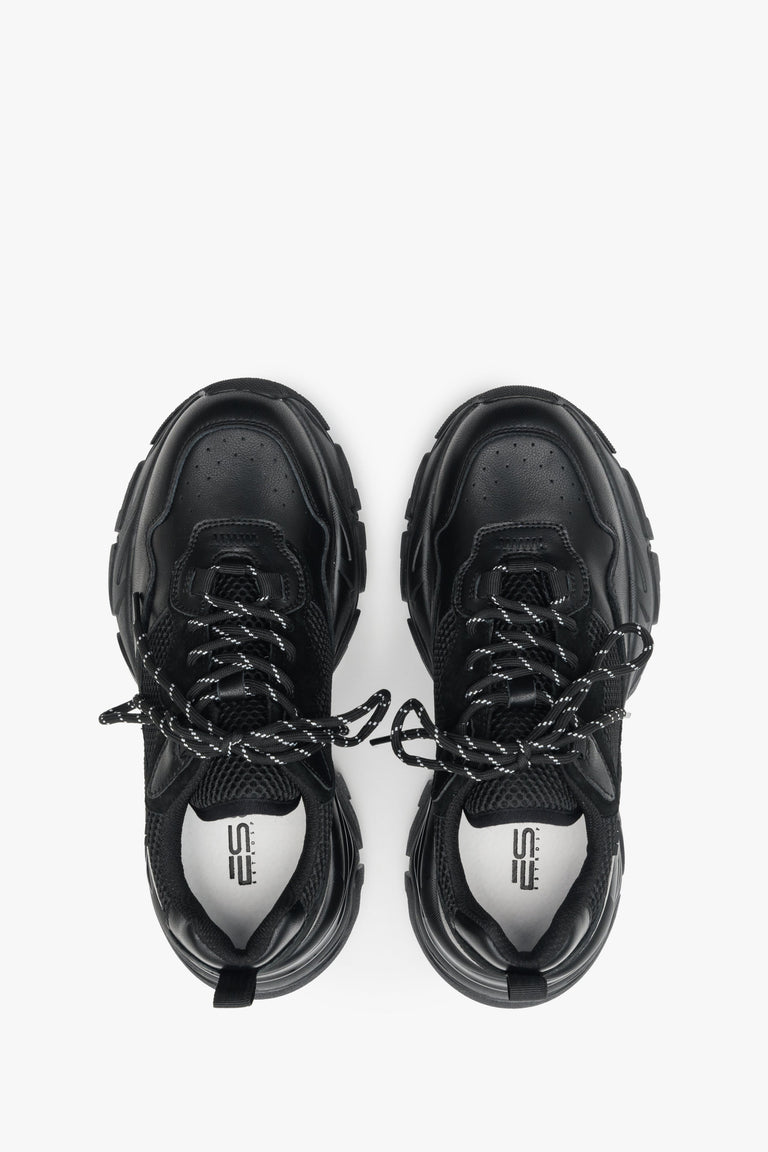 Sneakersy damskie ES 8 na grubej podeszwie - prezentacja obuwia w kolorze czarnym z góry.