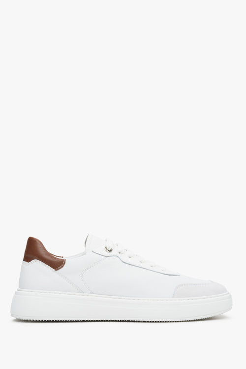 Białe sneakersy męskie ze skóry naturalnej na wiosnę Estro ER00112843