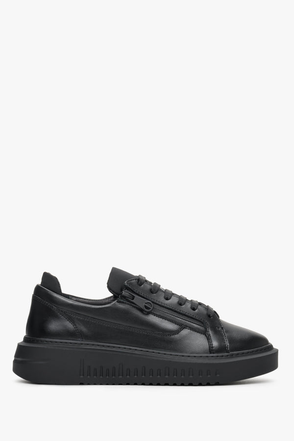 Sneakersy damskie skórzane z suwakiem w kolorze czarnym Estro ER00112645