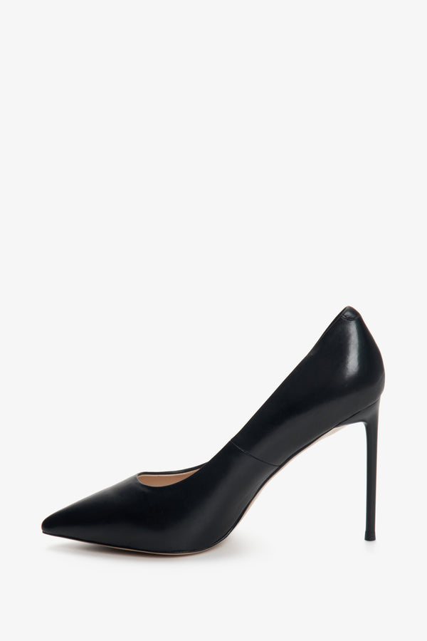Buty na wysokim obcasie z czarnej skóry naturalnej Estro.