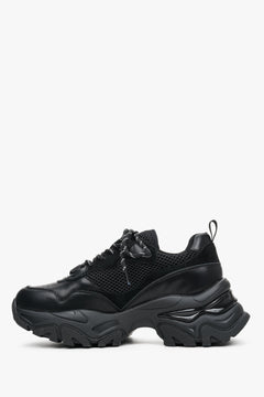 Czarne sneakersy damskie ES 8 ze skóry naturalnej- profil buta.