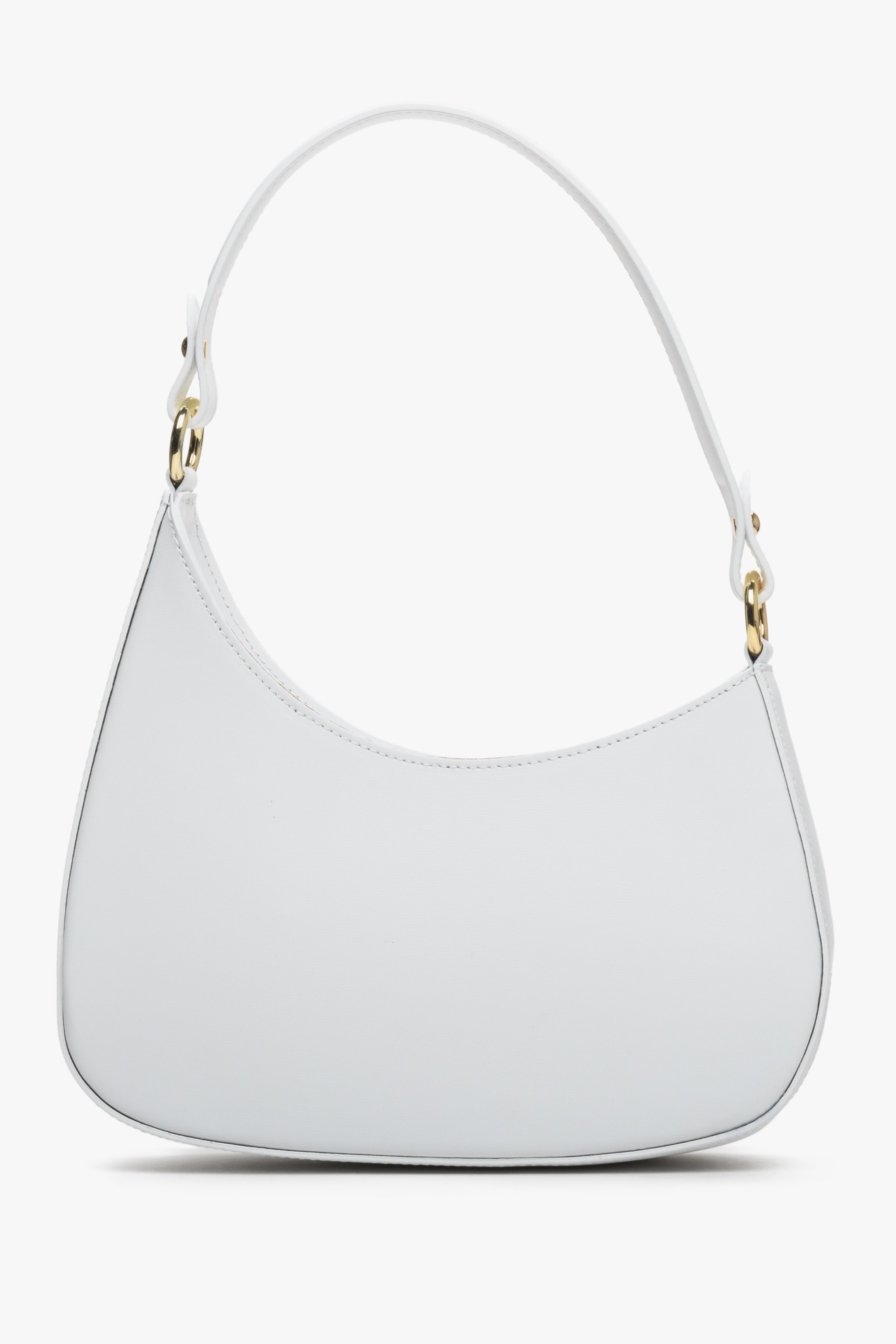 Biała torebka damska typu shoulder bag ze skóry naturalnej Estrо ER00113008