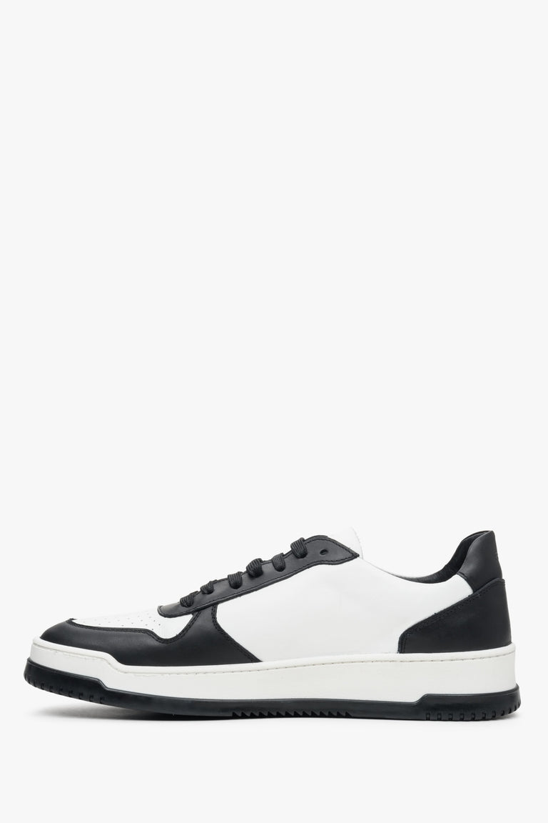 Sneakersy męskie biało-czarne z zamszu i skóry naturalnej Estro - profil butów wiosennych.