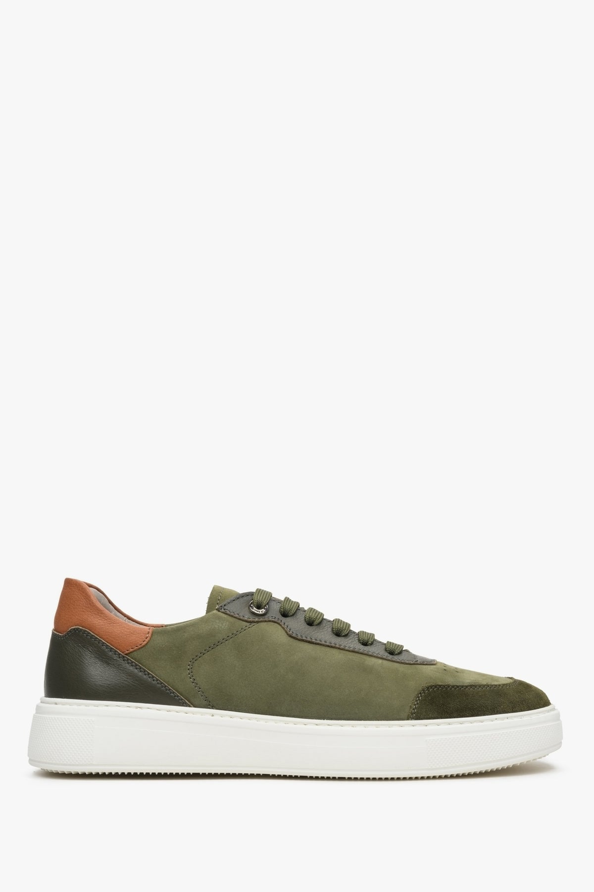 Zielono-brązowe sneakersy męskie ze nubuku na wiosnę Estro ER00112971